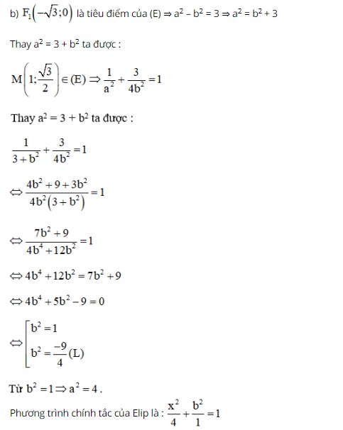 Giải bài tập SGK toán lớp 10. Chương 3. Bài 3. Phương trình đường Elip
